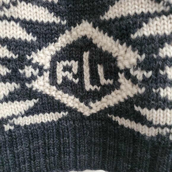 Lauren Ralph Lauren PP Wool Sweater Aztec Snowflake Mock Neck Charcoal Petite - Picture 4 of 11
